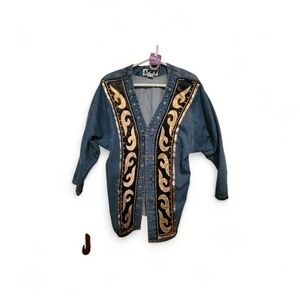 #002 Vintage Denim Jacket with Gold Accents